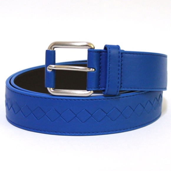BOTTEGA VENETA Intrecciato Leather Belt in Royal Blue 90 cm  display picture 3